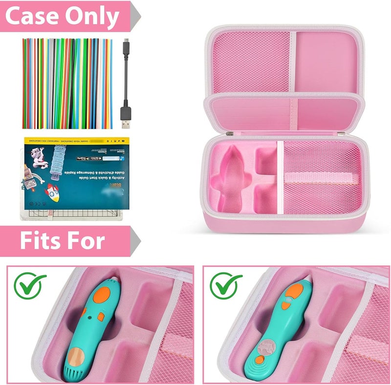 casmilee Case Compatible with 3Doodler Start+ Essentials 3D Pen Set for Kids, Art Activity Set Storage for Educational STEM Toy, Hold Plastic Filaments Strands- Pink - Image 2